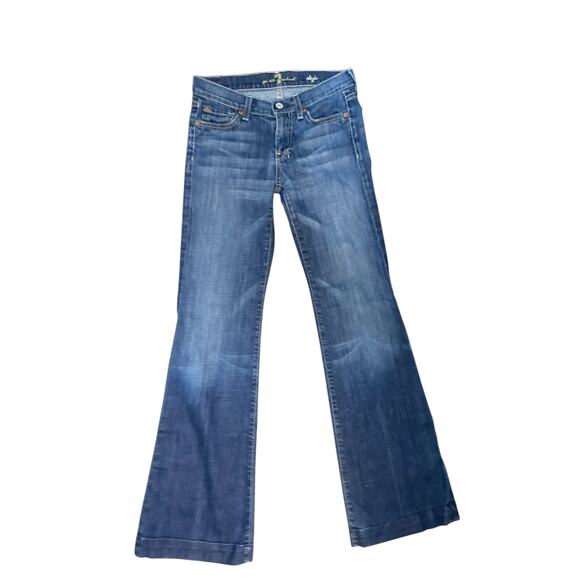 7 For All Mankind Dojo jeans in Lake Blue with white stitching size 25 - Picture 4 of 8